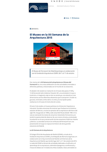 Noticias - Museo del Ferrocarril