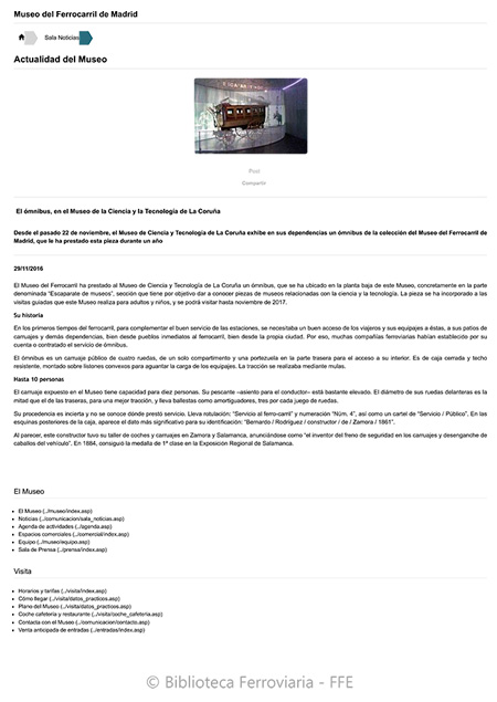 Noticias - Museo del Ferrocarril