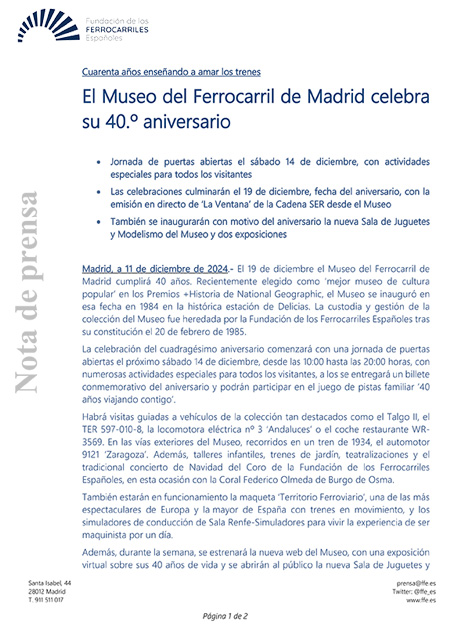 Noticias - Museo del Ferrocarril