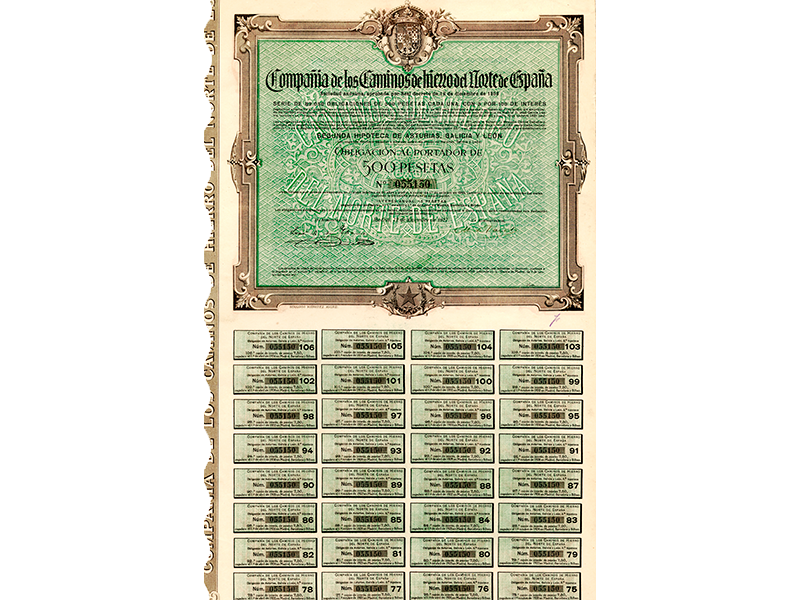 Obligación de la Compañía de los Caminos de Hierro del Norte de España. Año 1905. Sign. O-0005