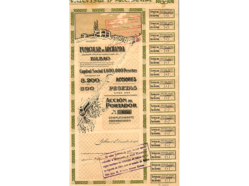 Acción del Funicular de Archanda. Año 1914. Sign. O-0067