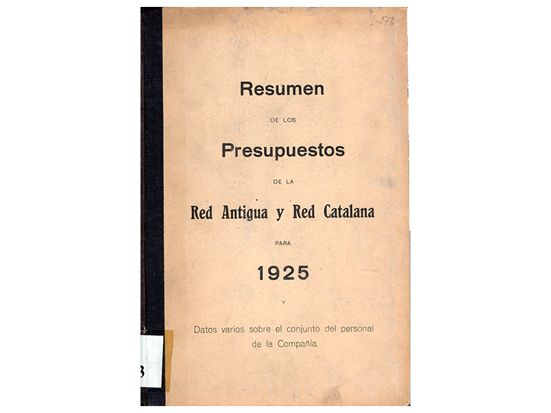 Libro de Resumen de los Presupuestos de la Red Antigua y Catalana de la Compañía MZA (Datos varios sobre el personal). Año 1927. Sign. L-0273