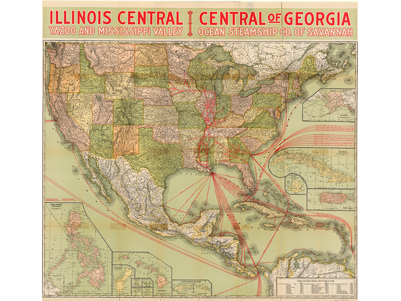 Illinois Central Railroad. Yazoo & Mississippi Valley Railroad. Central of Georgia Railroad. Ocean Steamship Company of Savannah. 194?. Signatura MAP 06-15