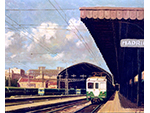 Estación de Atocha. Valgom (Óleo sobre lienzo, ca. 1980-1989) Medidas: 47 x 55 cm. Donación: GIRE-RENFE - Pieza IG: 01231