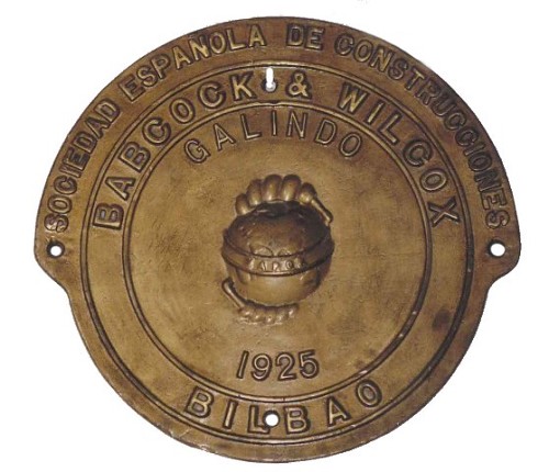 Placa de la Sociedad Española de Construcciones Babcock & Wilcox