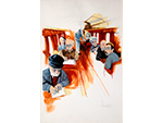 Los artistas en el tren. Fernando Vicente Snchez (Acrlico sobre papel, 2009) Medidas: 50 x 34 cm. - Pieza IG: 07406