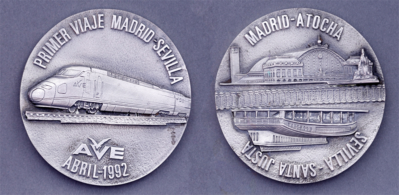 Viaje inaugural tren AVE Madrid-Sevilla, abril 1992