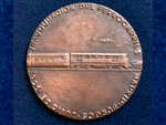 Medalla conmemorativa de la inauguracin del Ferrocarril Madrid-Burgos (Manolo Prieto, Madrid, 1968). Donacin: Sr. Urcola - Pieza IG: 00788